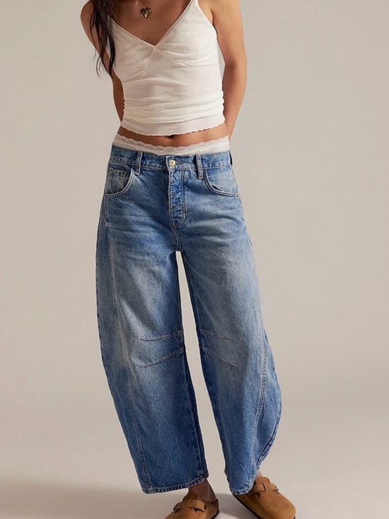 Free People Denim - We The Free Good Luck Mid-Rise Barrel Jeans Ultra Light Beam 31